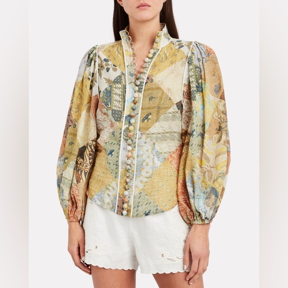 ZIMMERMANN Brightside Paisley Linen Shirt & Shorts Size Zimmermann 2 - Picture 13 of 16